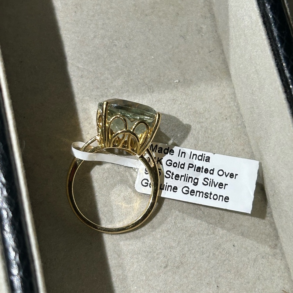 NWT 14k plated over sterling silver green Amethyst ring size 8 - Picture 3 of 9
